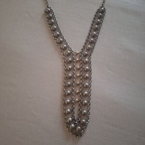 BR Necklace Bold Silver & Gold Beads Chunky Chain Long Banana Republic Modern ⛓️